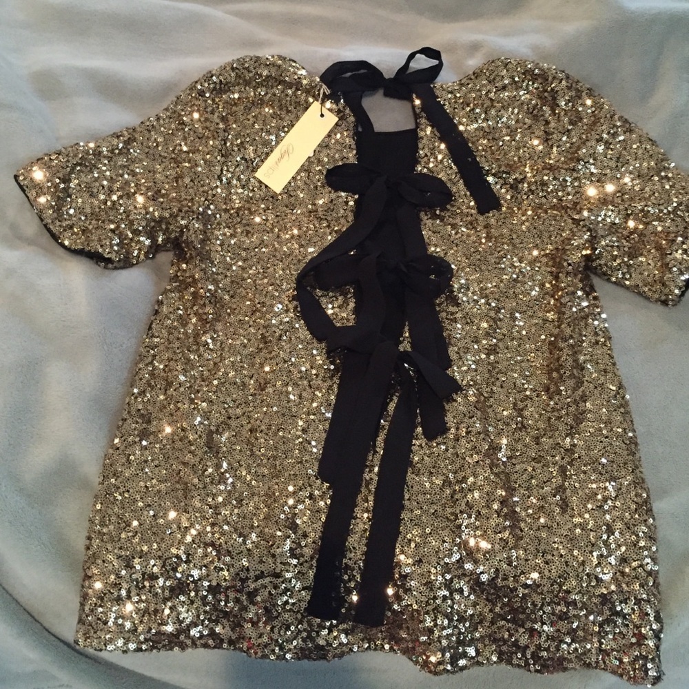 COPY - New with tags Sugar Lips sequin bow back top